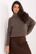 Rollkragenpullover Damen Bouclé Lang Wolle Acryl