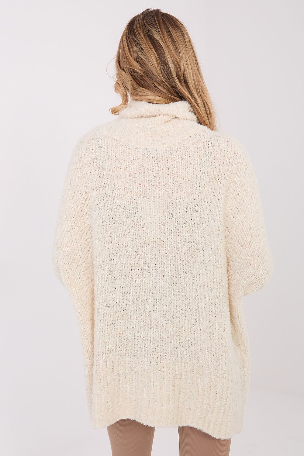 Rollkragenpullover Damen Bouclé Lang Wolle Acryl