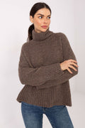 Rollkragenpullover Damen Grobstrick Wolle Acryl