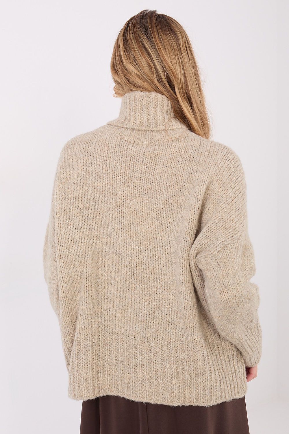 Rollkragenpullover Damen Grobstrick Wolle Acryl