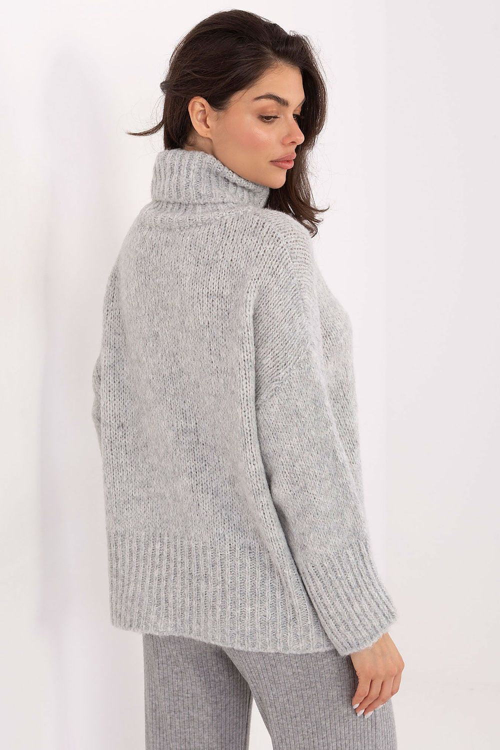 Rollkragenpullover Damen Grobstrick Wolle Acryl