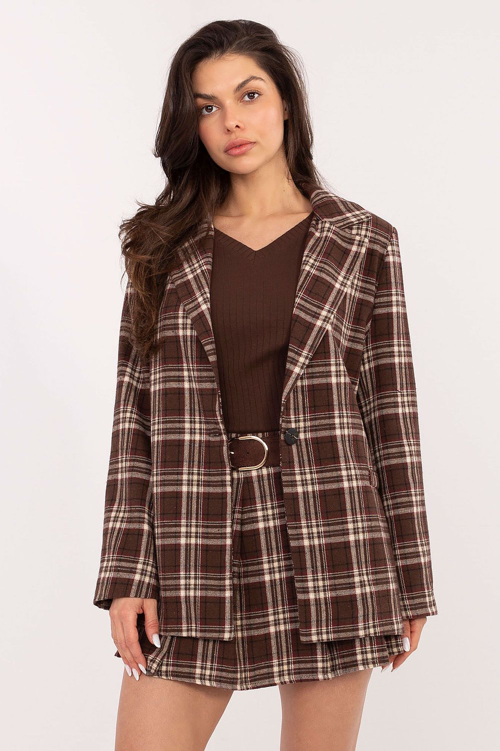 Damen Blazer Karomuster lässig & elegant | Sakko Baumwolle