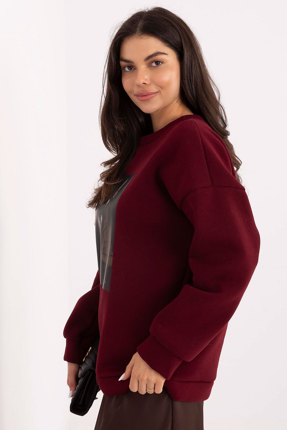 Sweatshirt Damen Print Rundhals Baumwolle