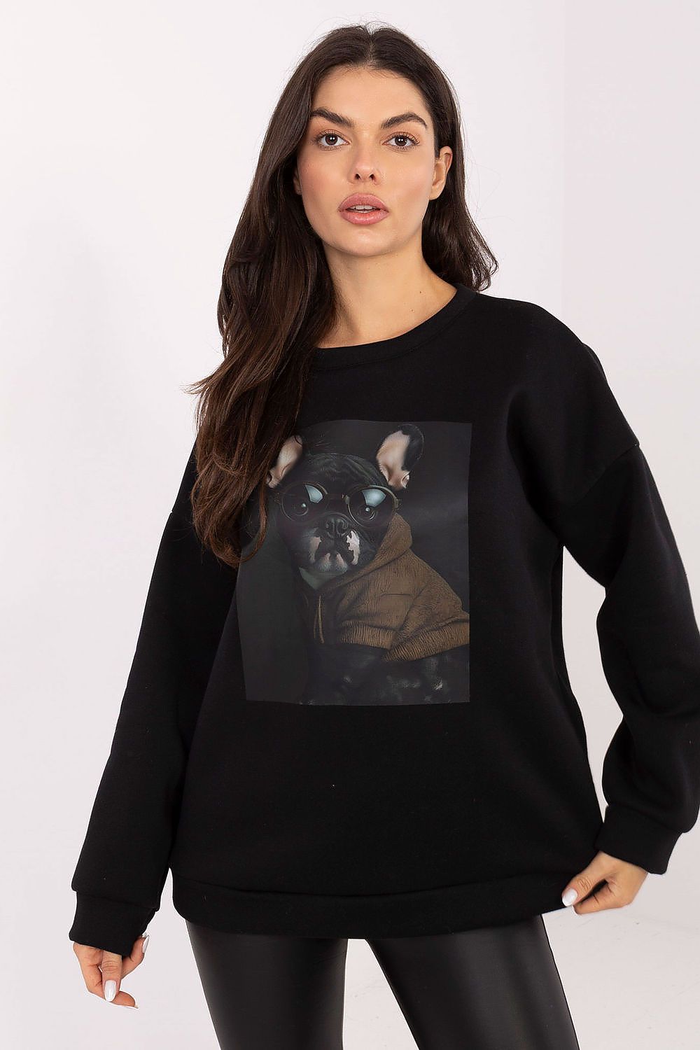 Sweatshirt Damen Print Rundhals Baumwolle