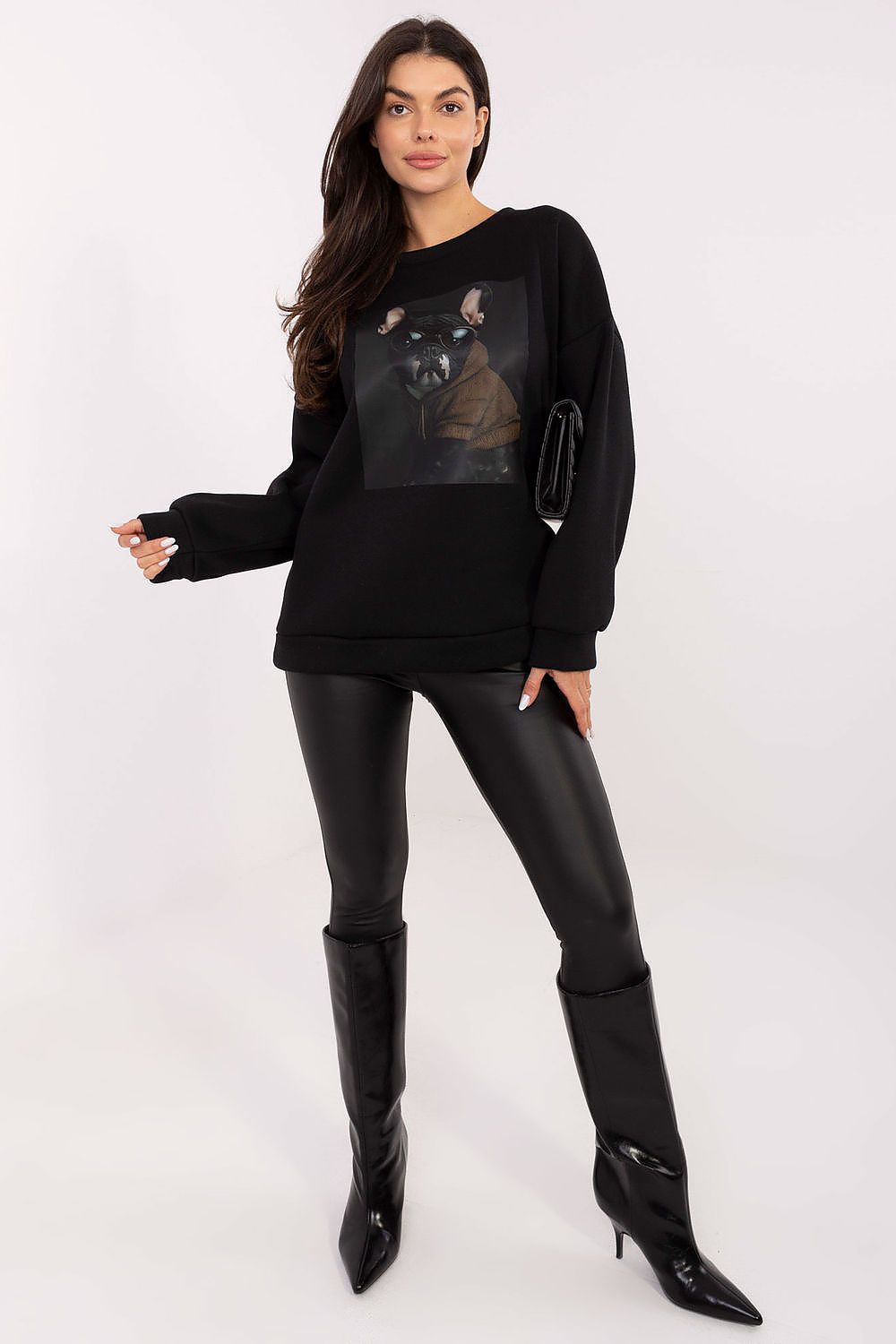 Sweatshirt Damen Print Rundhals Baumwolle