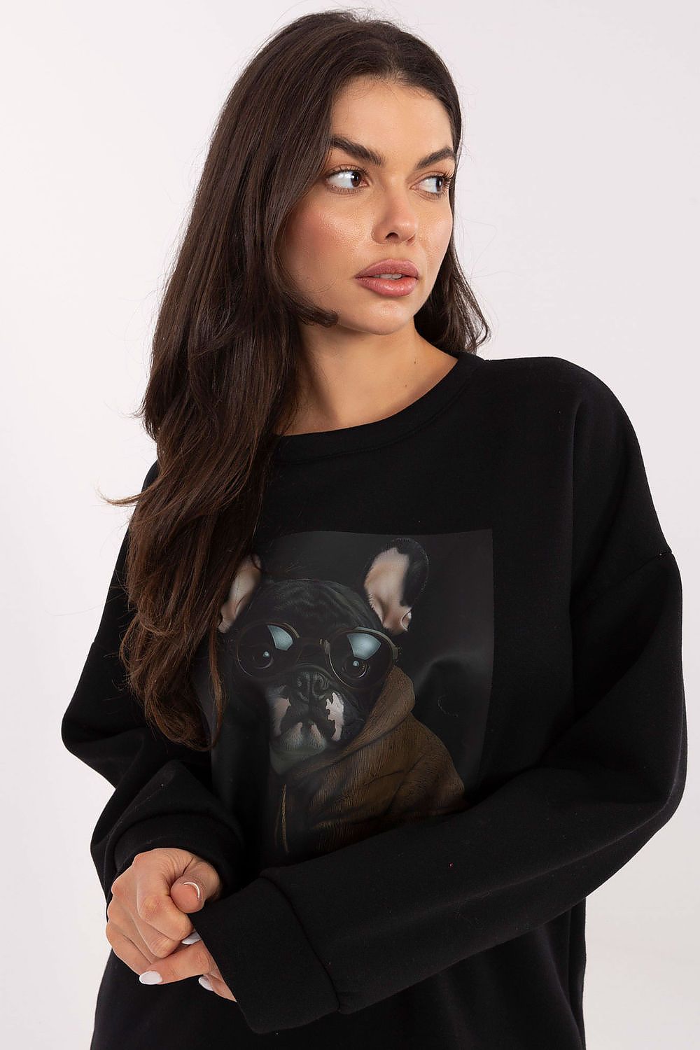 Sweatshirt Damen Print Rundhals Baumwolle