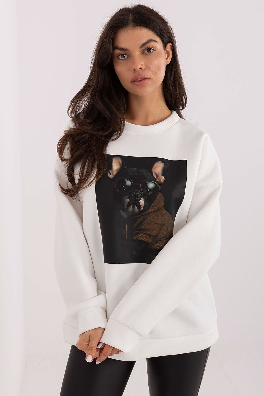 Sweatshirt Damen Print Rundhals Baumwolle