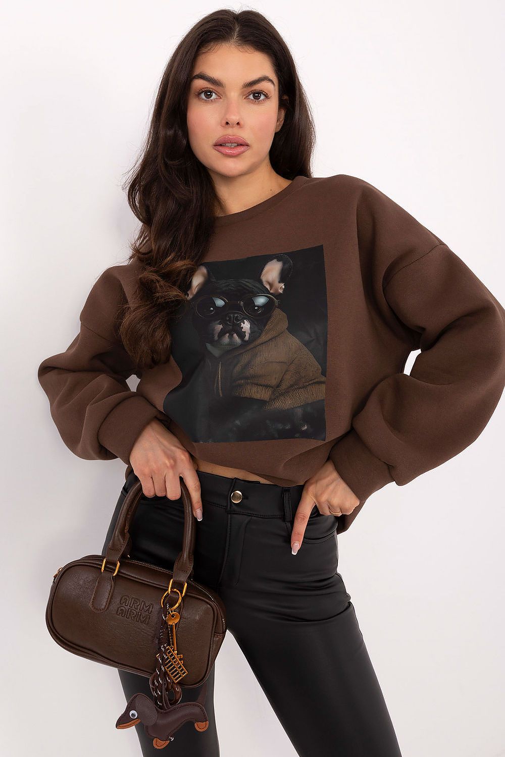 Sweatshirt Damen Print Rundhals Baumwolle