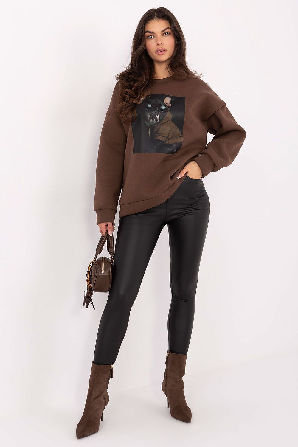 Sweatshirt Damen Print Rundhals Baumwolle