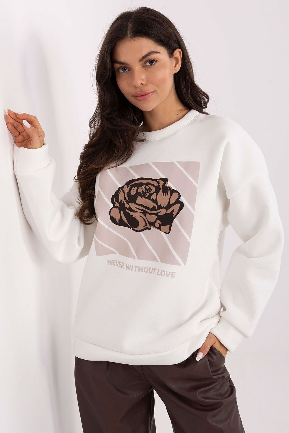 Sweatshirt Damen Print Rundhals Baumwolle