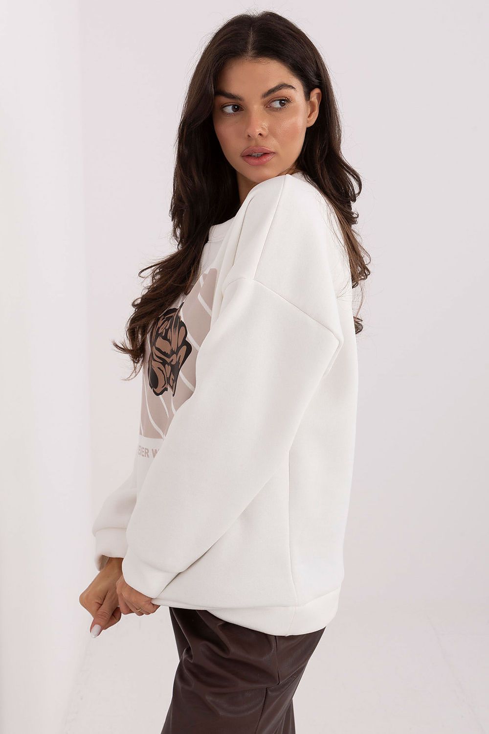 Sweatshirt Damen Print Rundhals Baumwolle