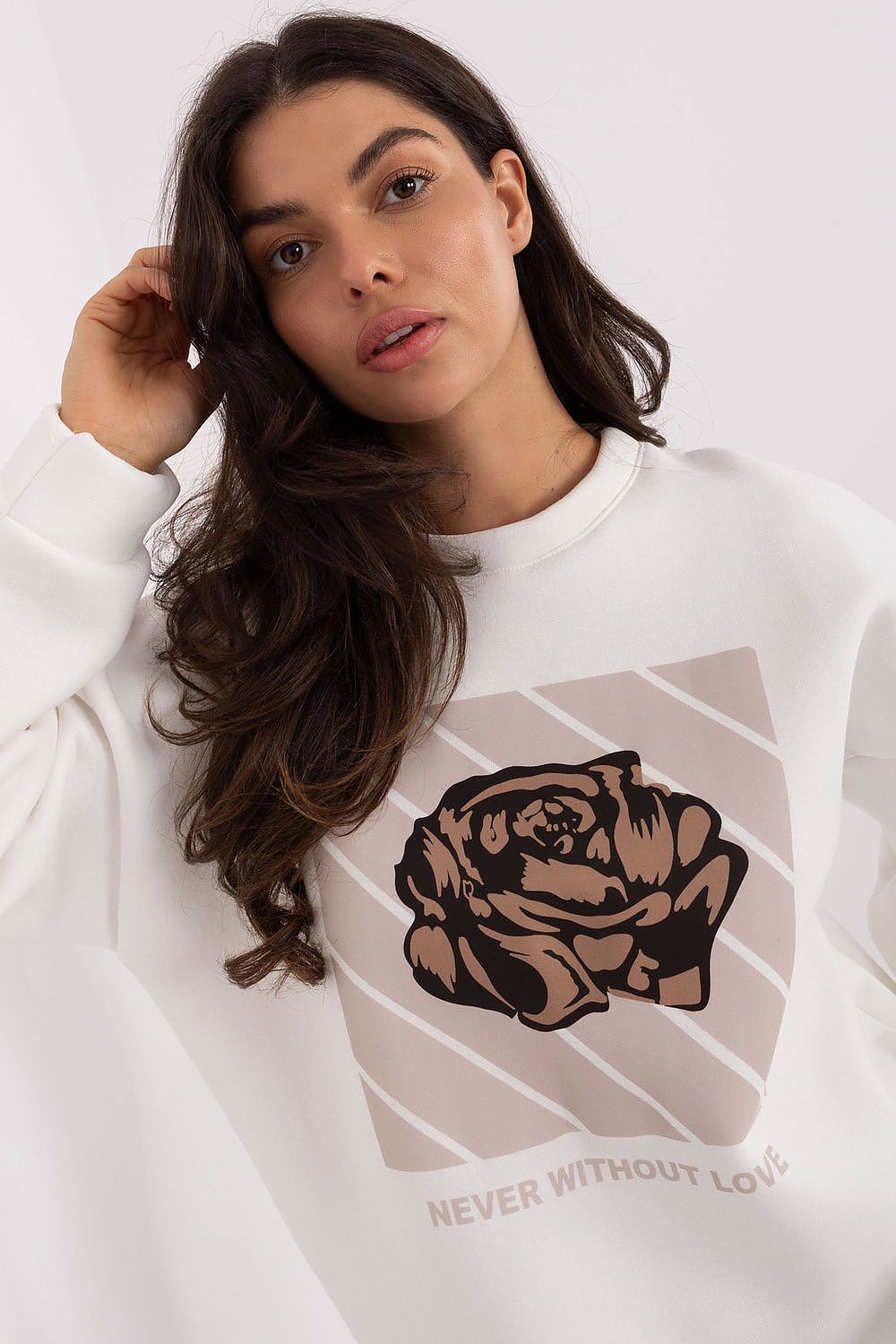 Sweatshirt Damen Print Rundhals Baumwolle