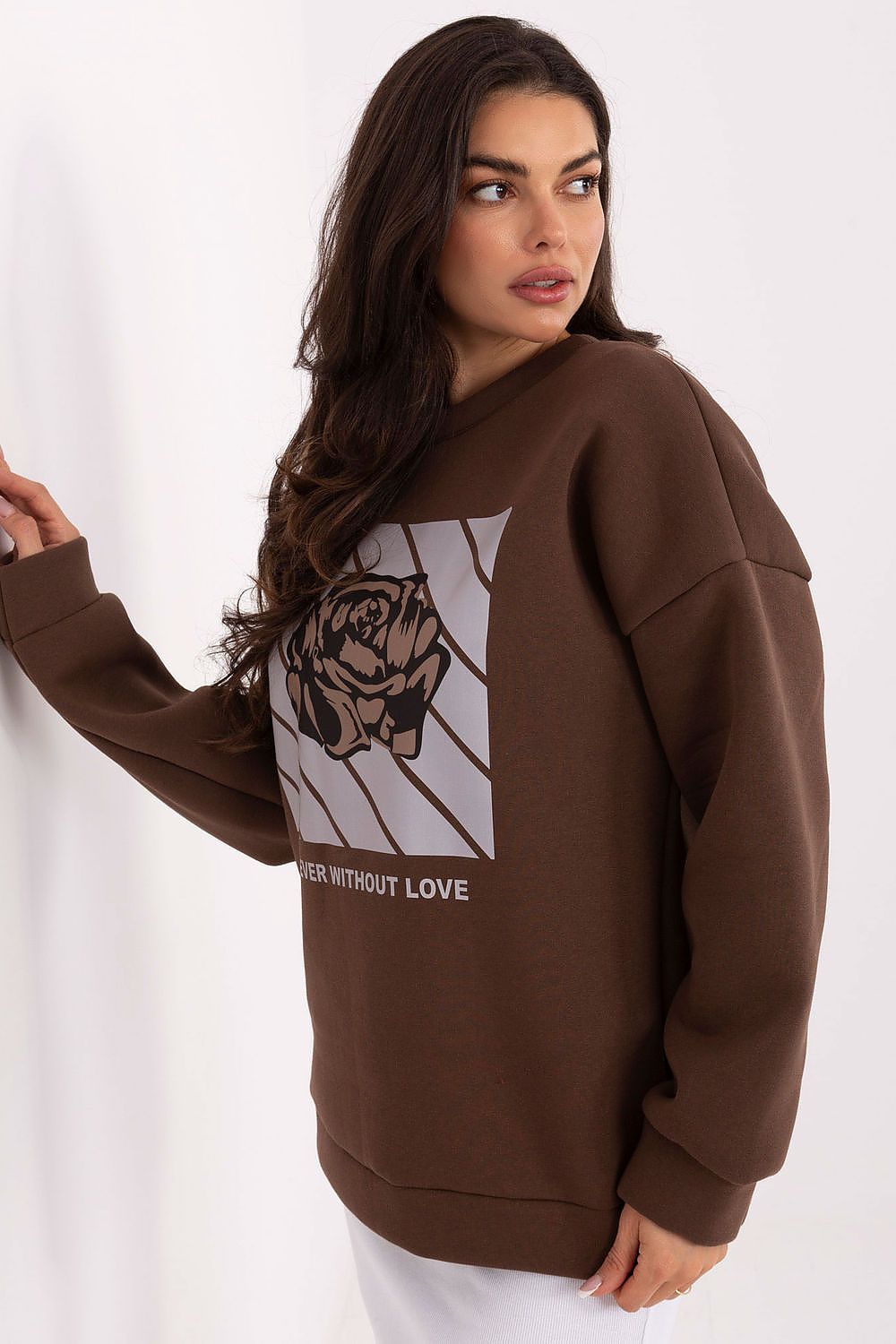 Sweatshirt Damen Print Rundhals Baumwolle