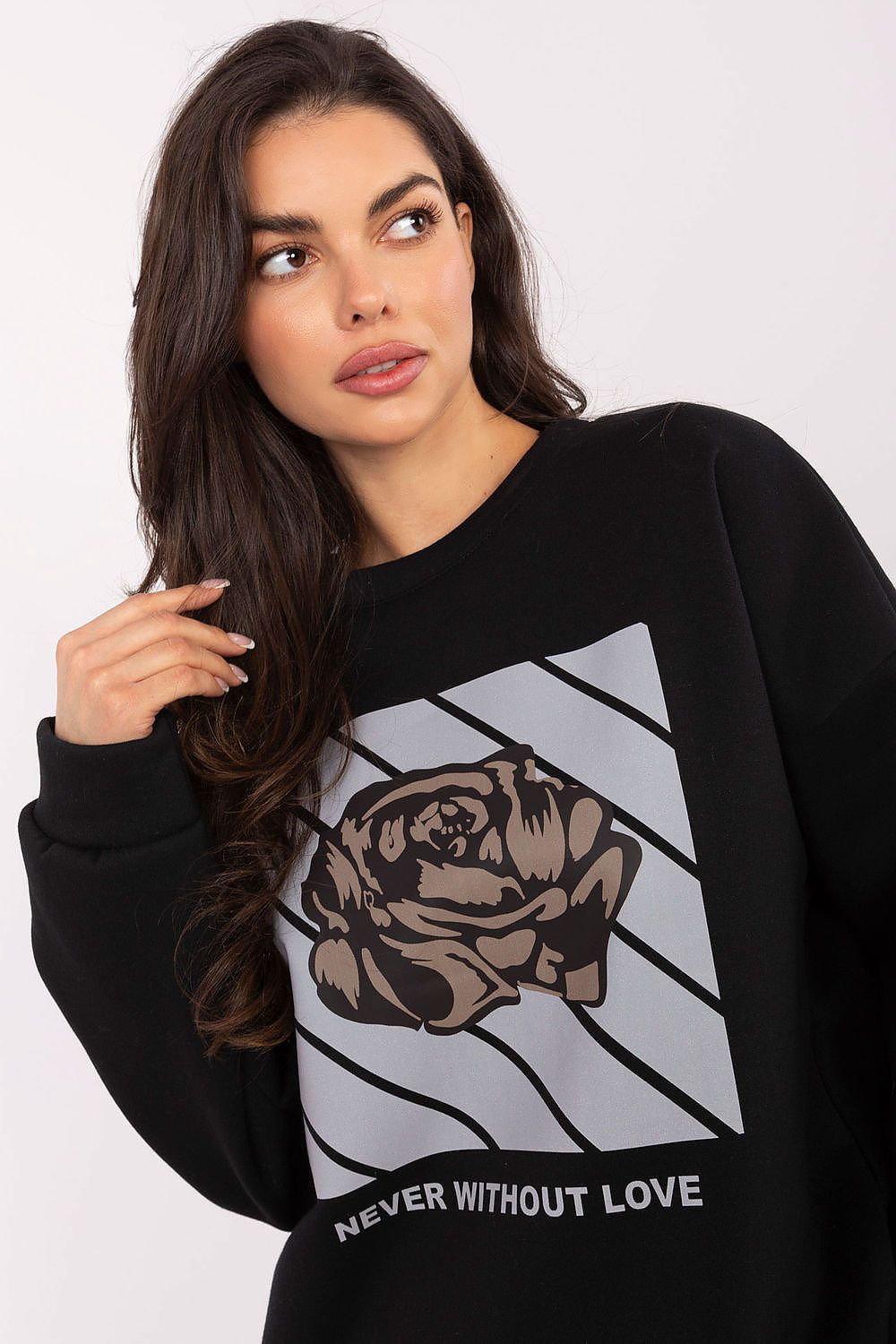Sweatshirt Damen Print Rundhals Baumwolle
