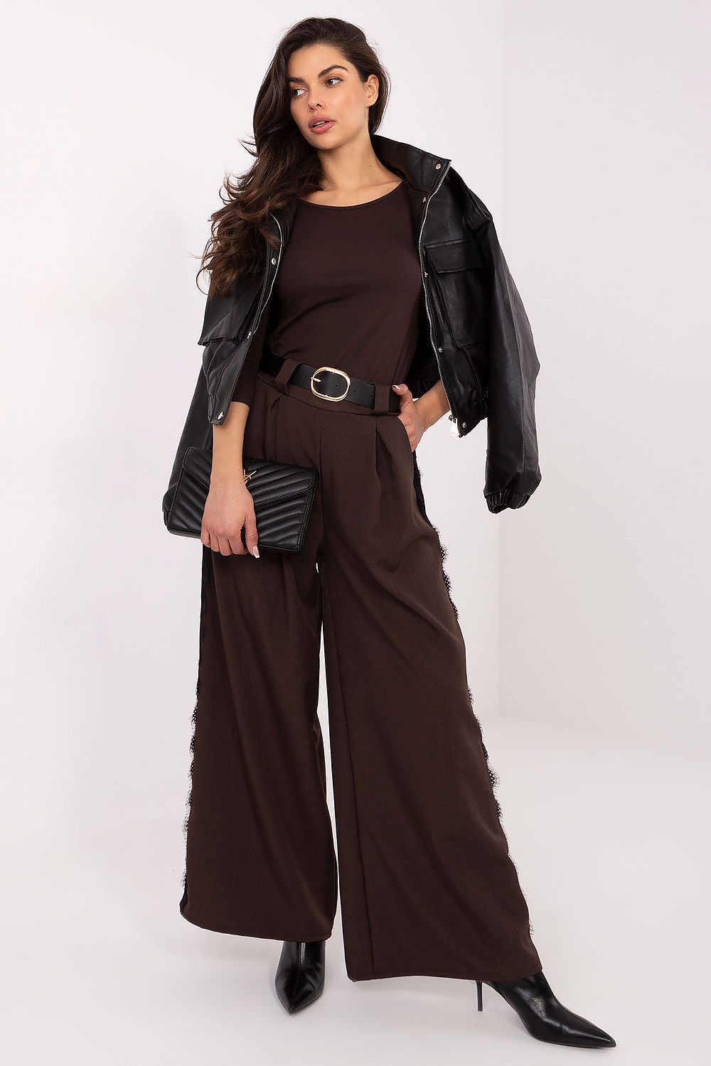 Stoffhose Damen Weites Bein Hohe Taille - Elegante Viskose Hose