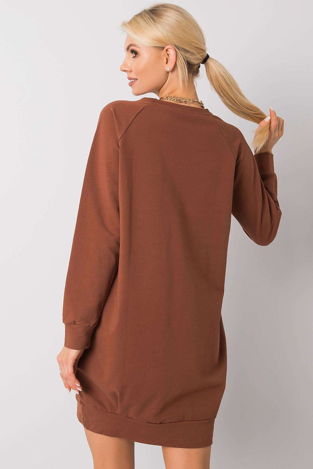 Sweatkleid Damen Baumwolle Langarm Knielang Casual