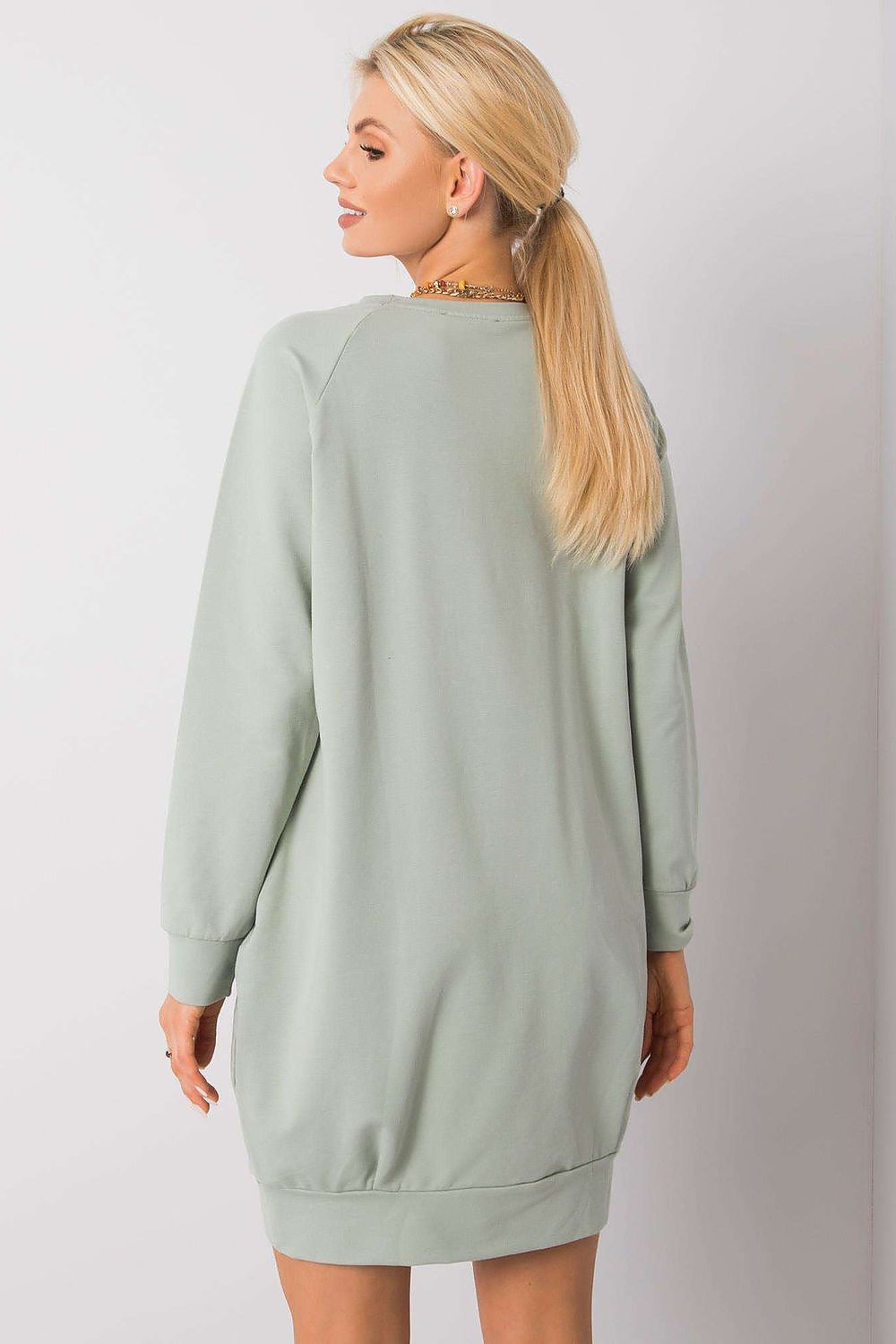 Sweatkleid Damen Baumwolle Langarm Knielang Casual
