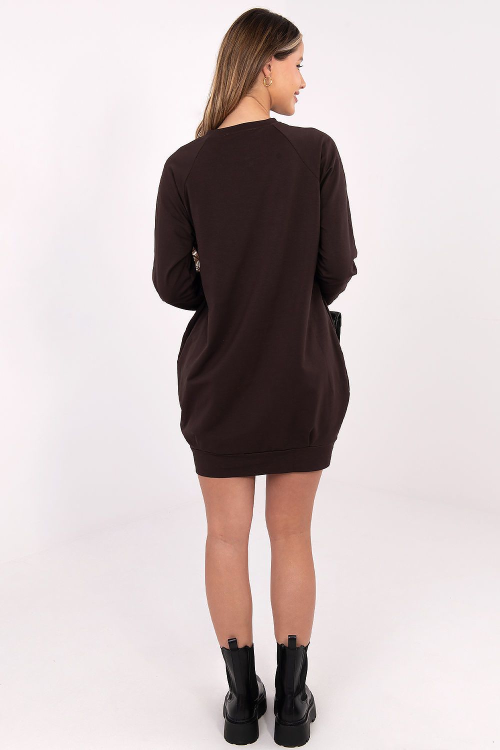 Sweatkleid Damen Baumwolle Langarm Knielang Casual