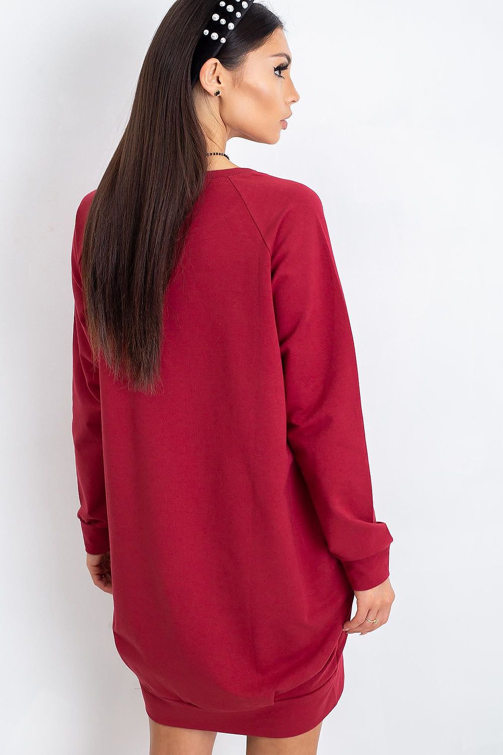 Sweatkleid Damen Baumwolle Langarm Knielang Casual