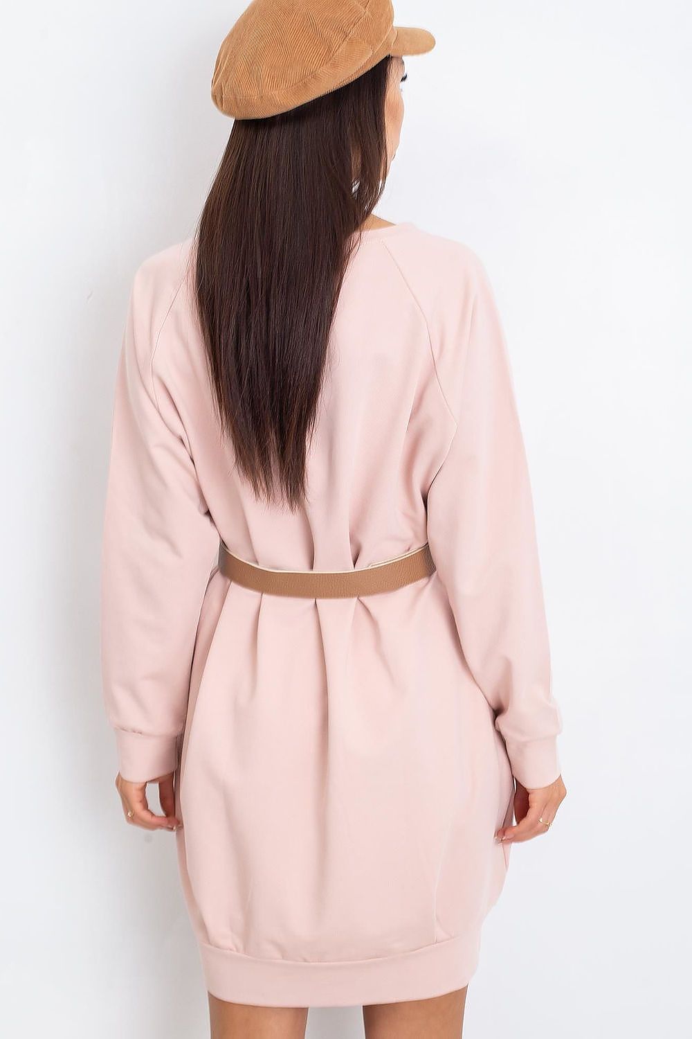 Sweatkleid Damen Baumwolle Langarm Knielang Casual