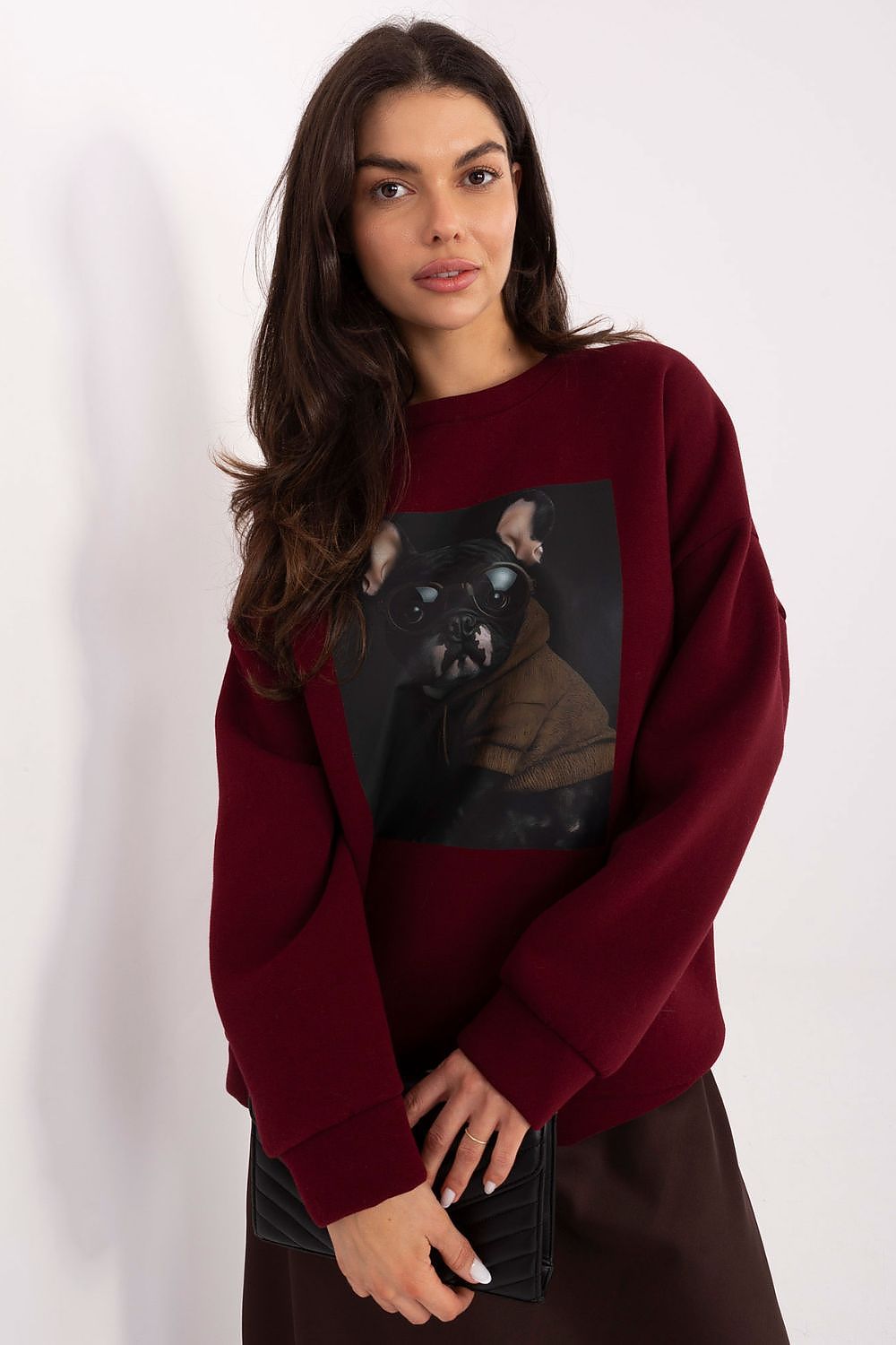Sweatshirt Damen Print Rundhals Baumwolle