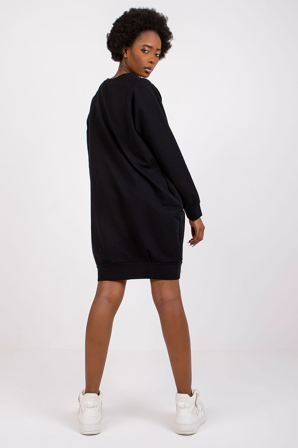 Sweatkleid Damen Baumwolle Langarm Knielang Casual
