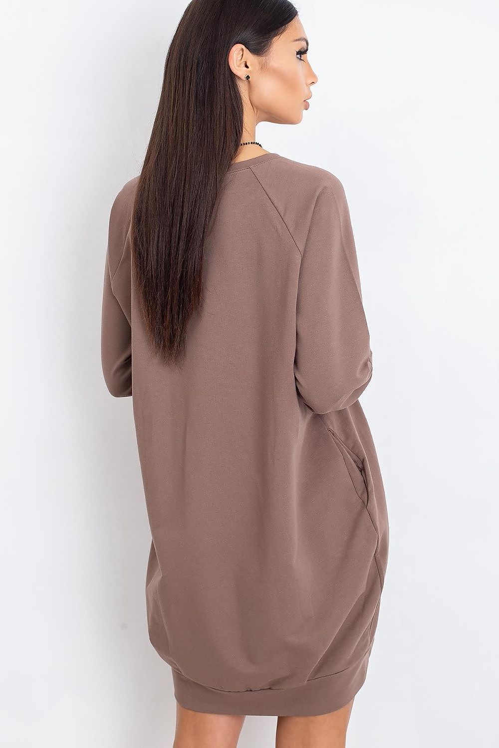 Sweatkleid Damen Baumwolle Langarm Knielang Casual