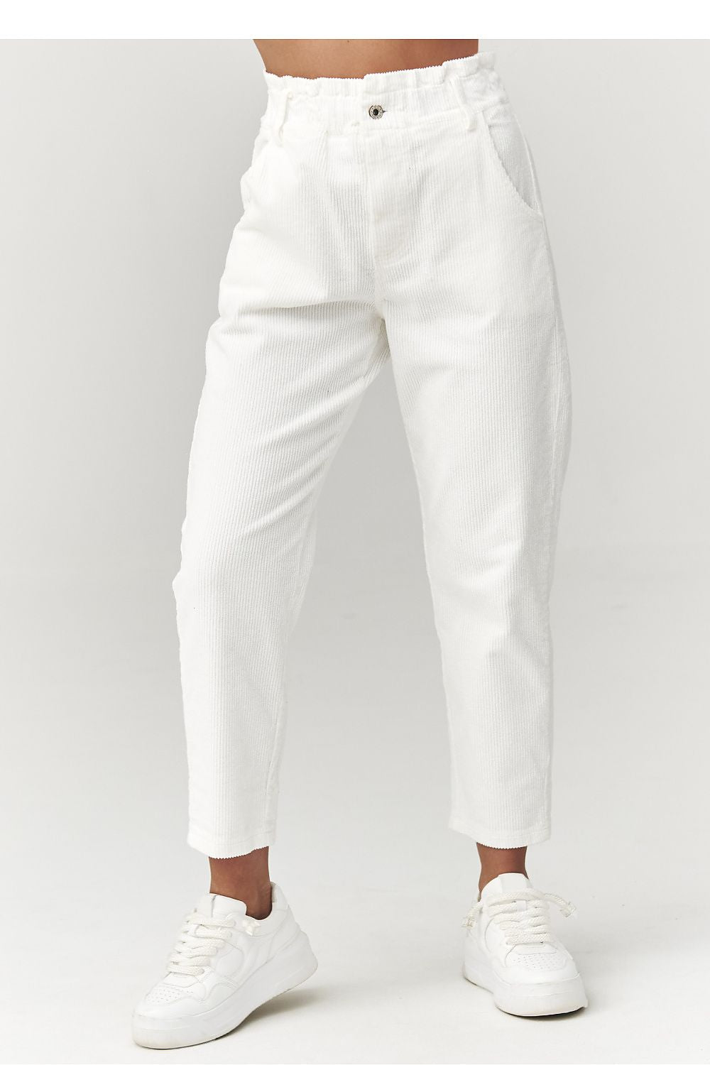 Cordhose Damen Hohe Taille Verkürzt - Stylische Cord Hose Italien