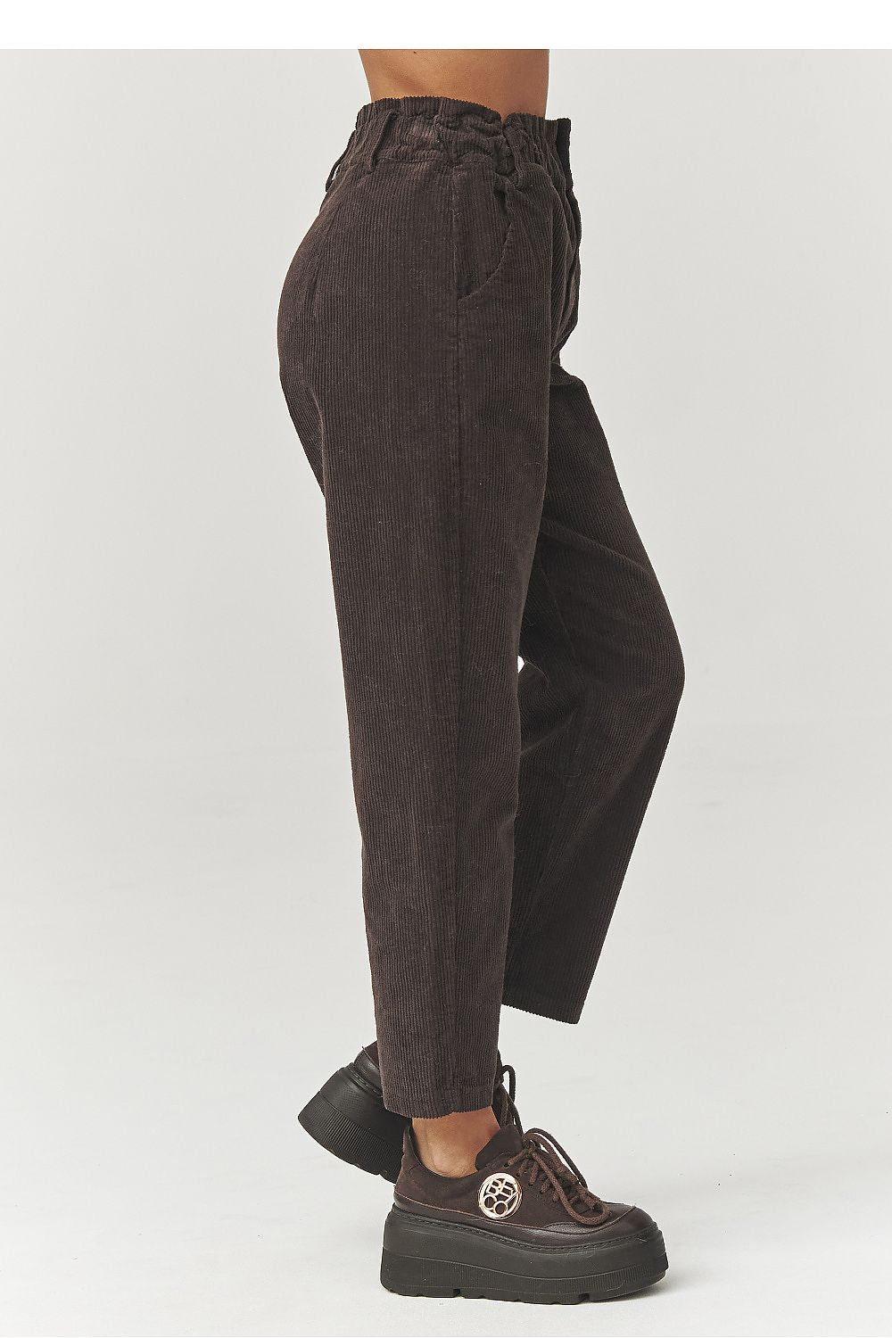 Cordhose Damen Hohe Taille Verkürzt - Stylische Cord Hose Italien