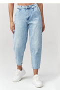 Mom Jeans Damen Hoher Bund - Baumwolle