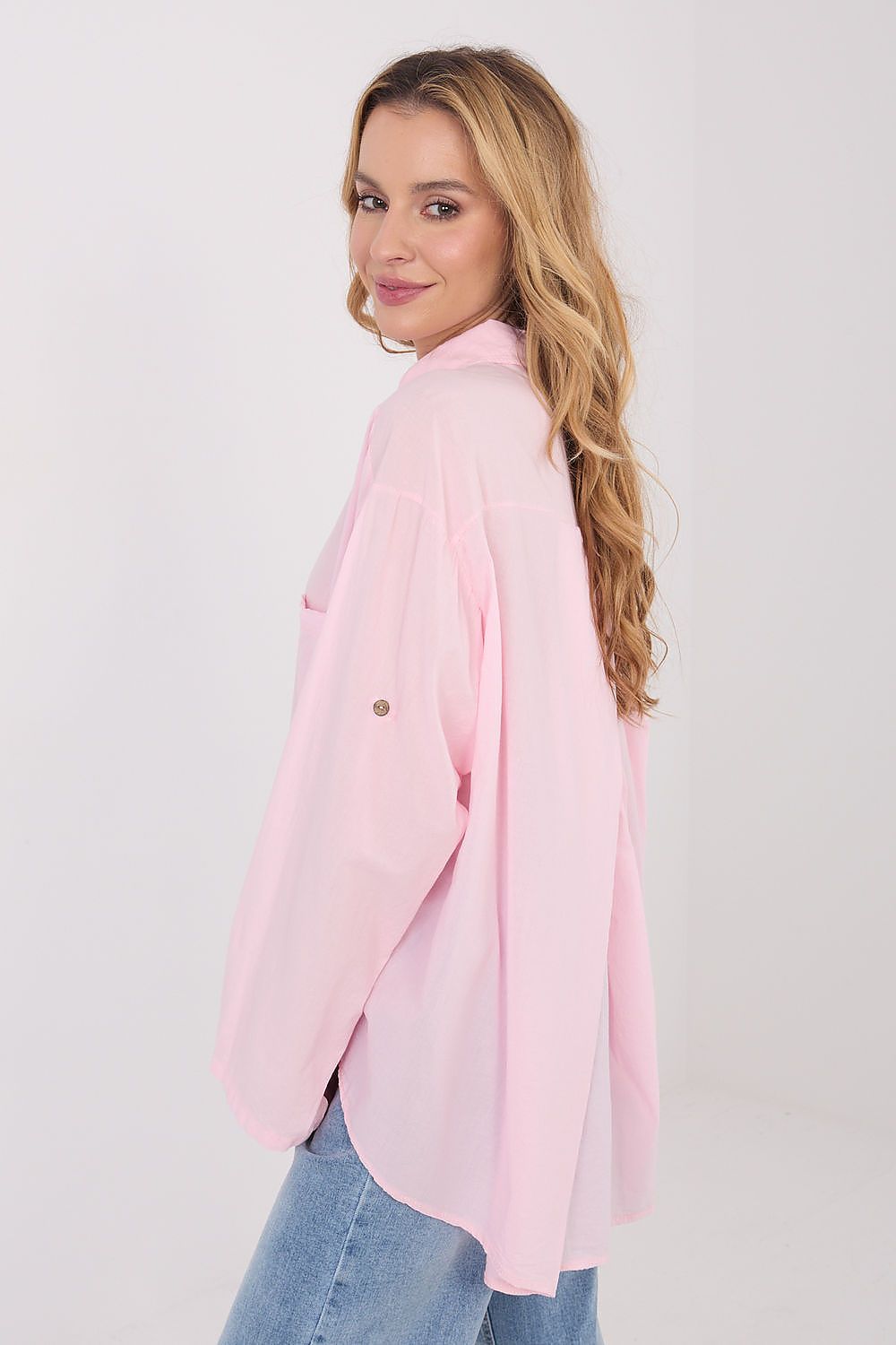 Bluse Damen Langarm Baumwolle - Casual Hemdbluse Brusttasche