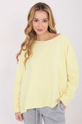 Oversize Top Damen Langarm Rundhals Baumwolle