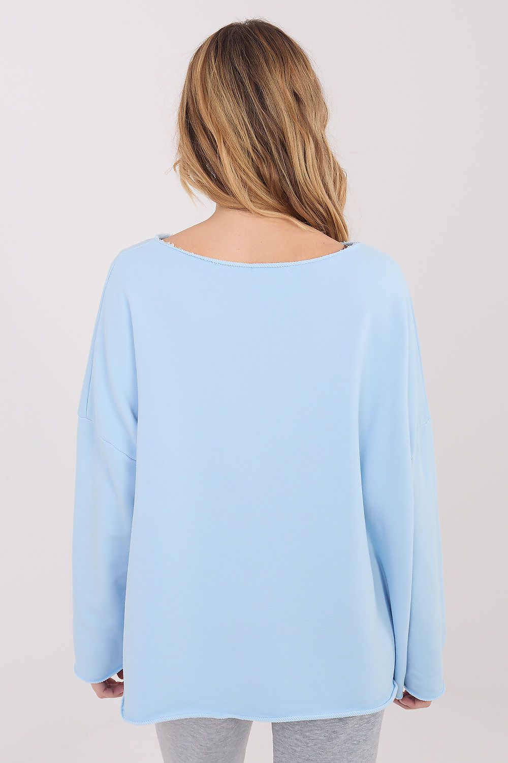 Oversize Top Damen Langarm Rundhals Baumwolle