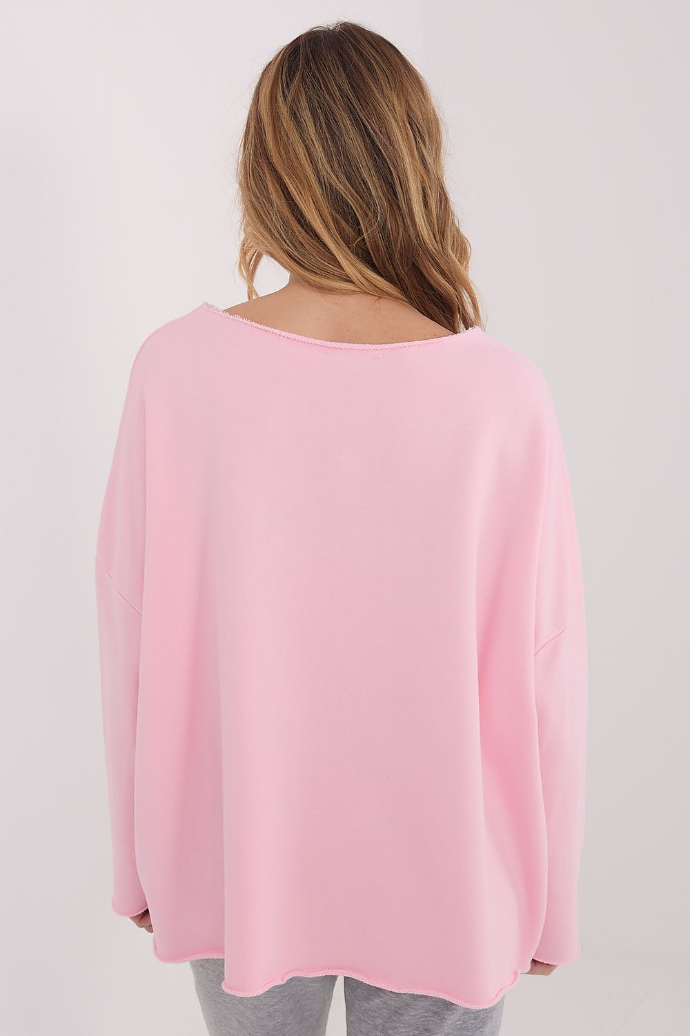Oversize Top Damen Langarm Rundhals Baumwolle