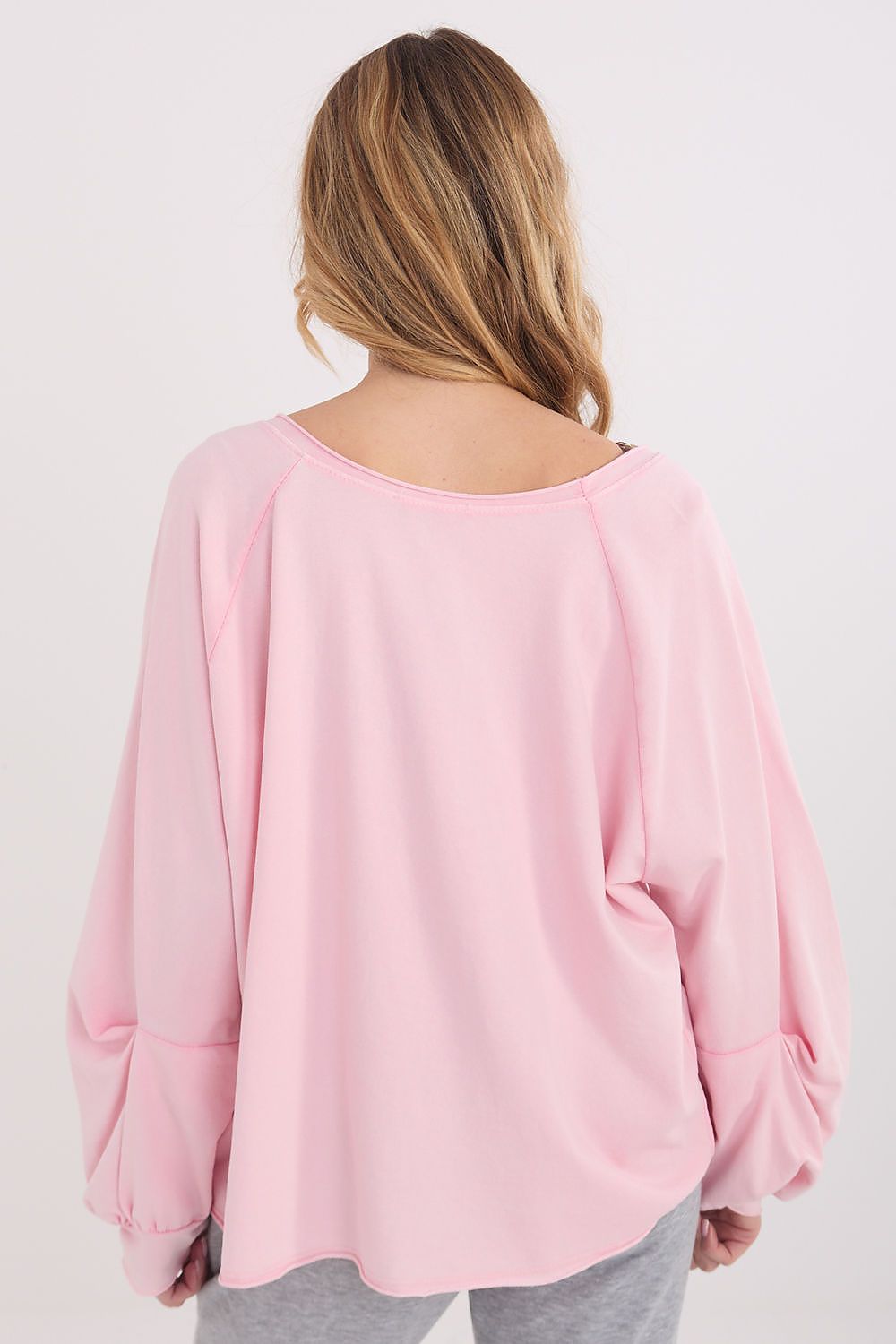 Bluse Damen V-Ausschnitt Puffärmel Baumwolle Universalgröße
