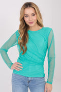 Netz Bluse Damen Langarm Elegant - Figurbetonte Mesh Bluse Party