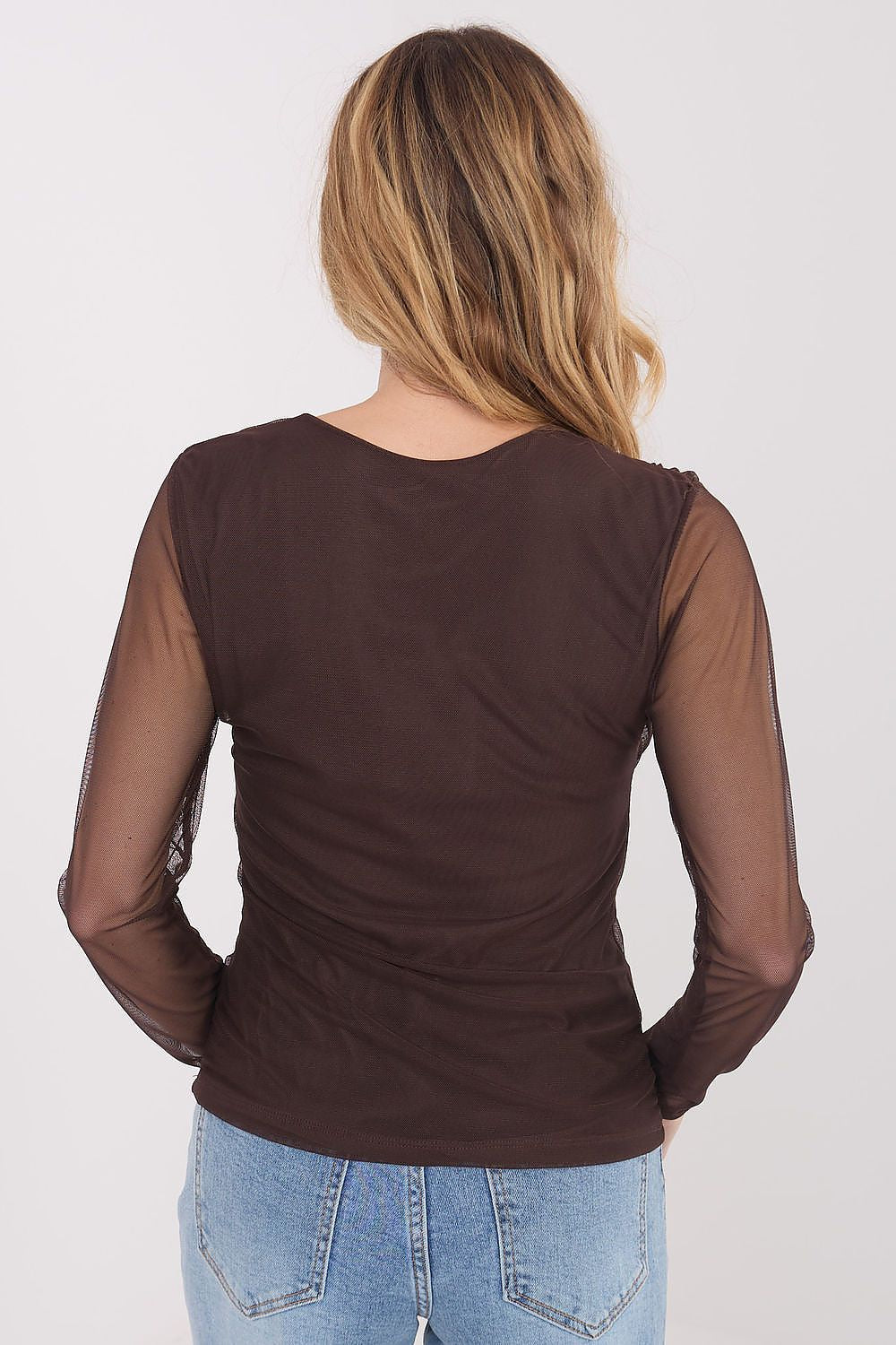 Netz Bluse Damen Langarm Elegant - Figurbetonte Mesh Bluse Party