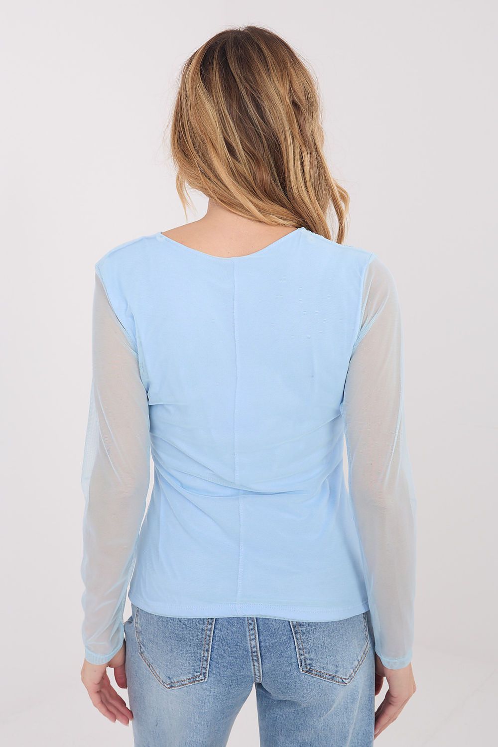 Netz Bluse Damen Langarm Elegant - Figurbetonte Mesh Bluse Party