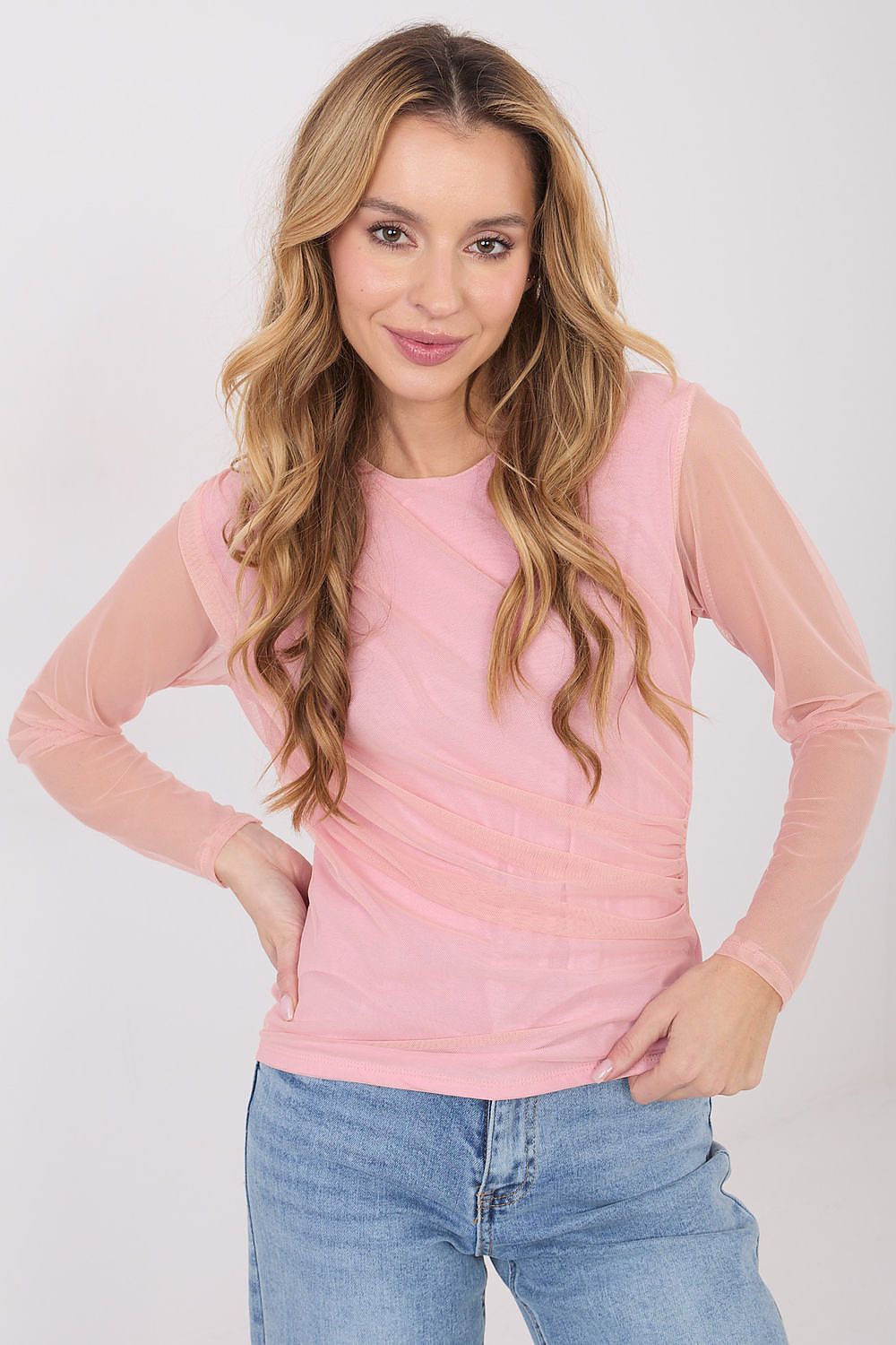 Netz Bluse Damen Langarm Elegant - Figurbetonte Mesh Bluse Party