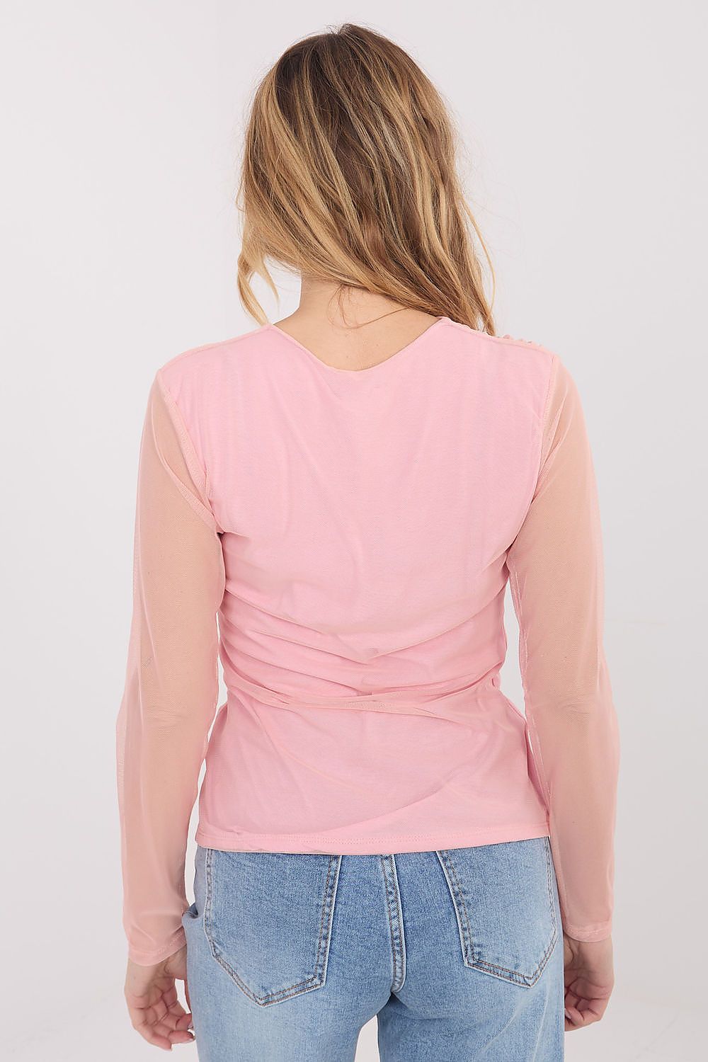 Netz Bluse Damen Langarm Elegant - Figurbetonte Mesh Bluse Party