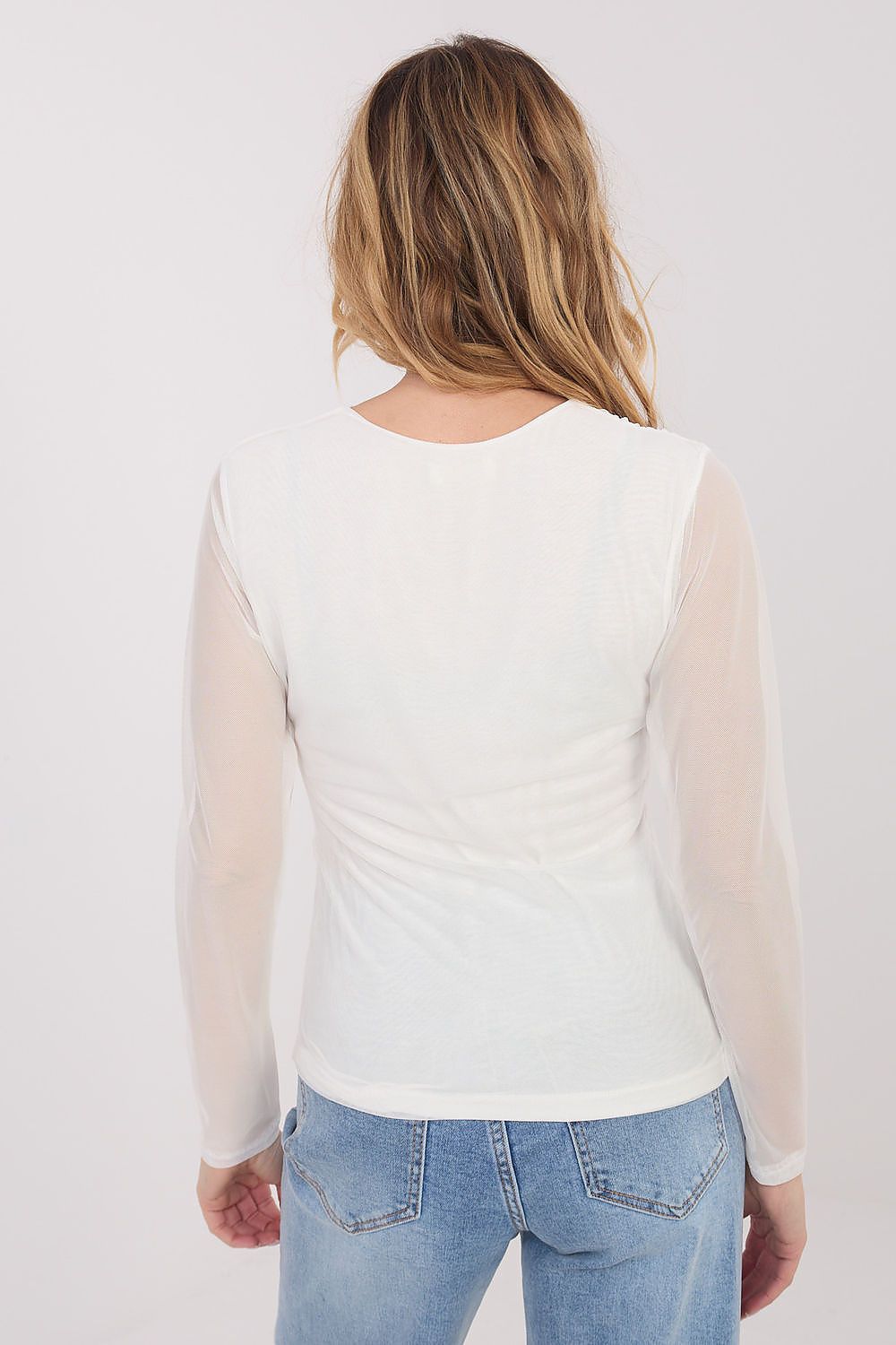 Netz Bluse Damen Langarm Elegant - Figurbetonte Mesh Bluse Party