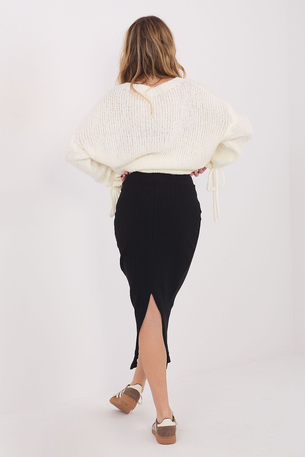 Strickrock Rue Paris Damen – Knienlang & Geripptes Material