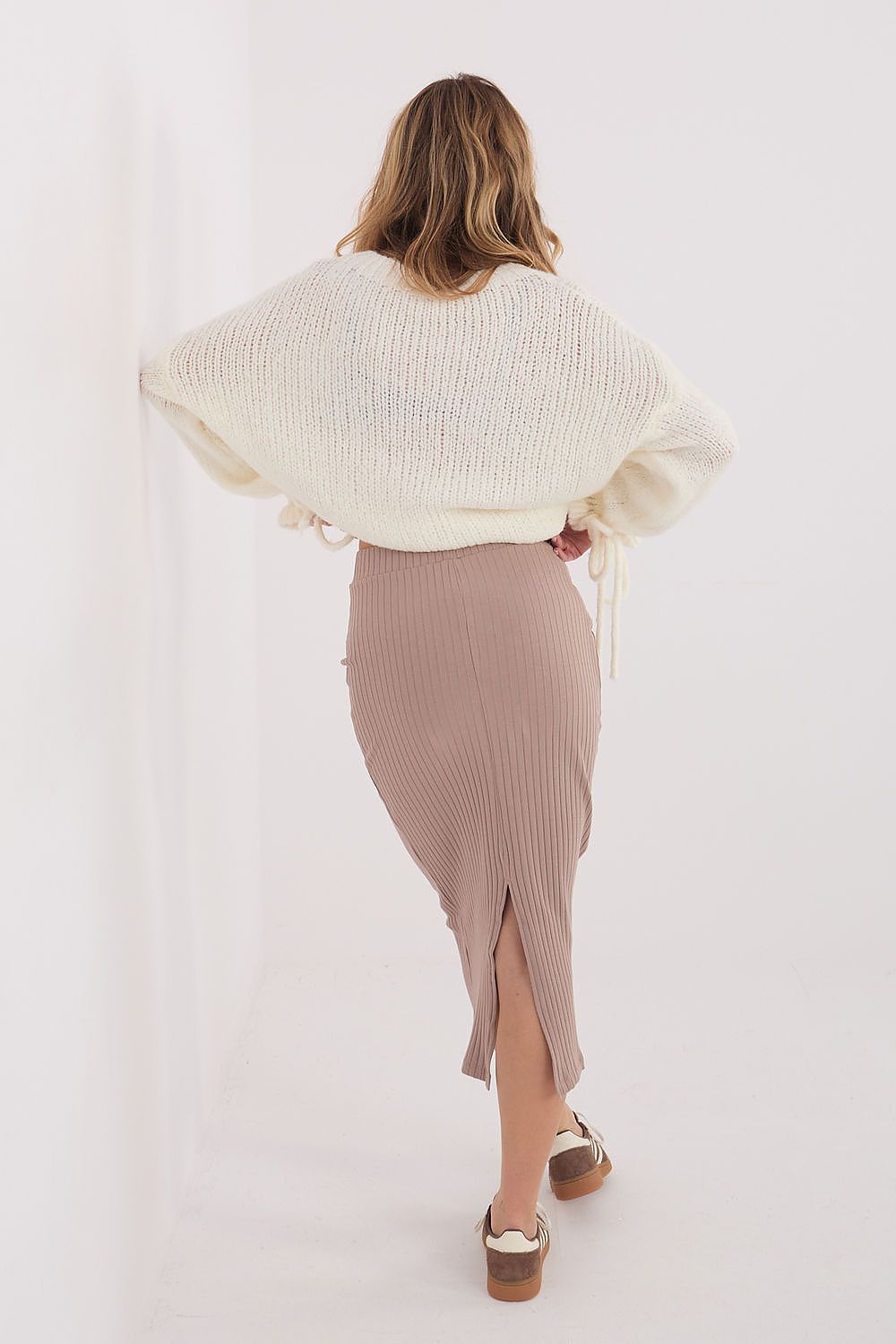 Strickrock Rue Paris Damen – Knienlang & Geripptes Material