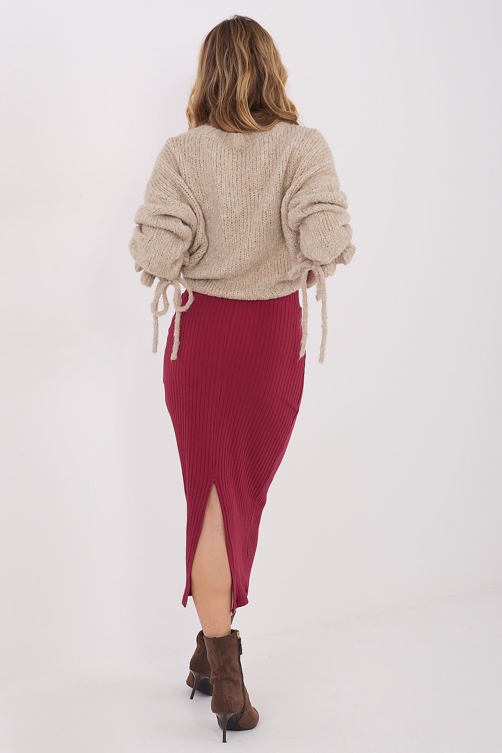 Strickrock Rue Paris Damen – Knienlang & Geripptes Material