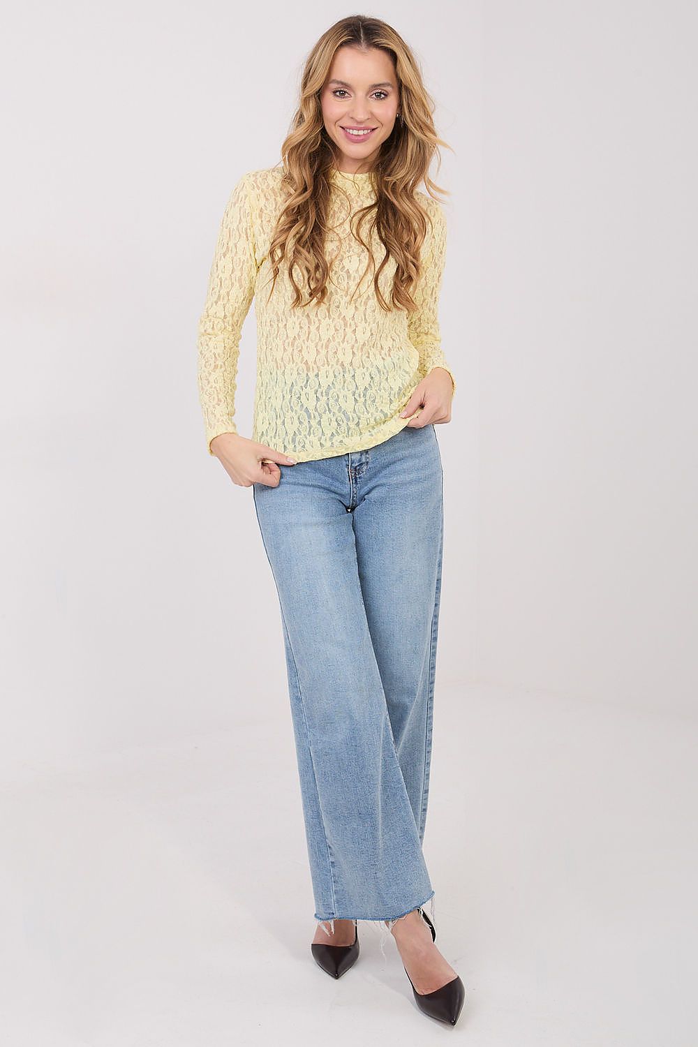 Spitzen-Shirt Damen – Elegantes Langarm-Top mit Bootsausschnitt