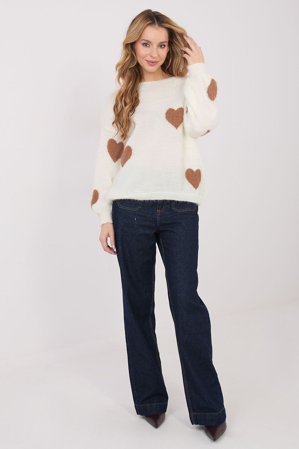 Damen Pullover Lässig Herzdruck Casual Komfort Alltag