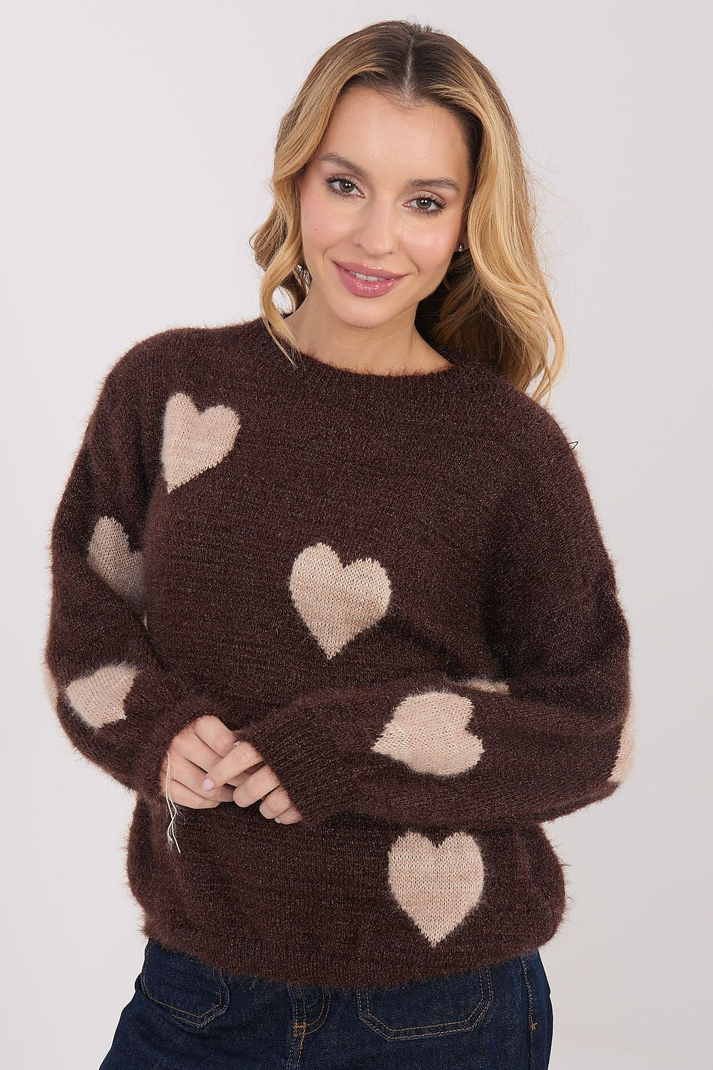 Damen Pullover Lässig Herzdruck Casual Komfort Alltag
