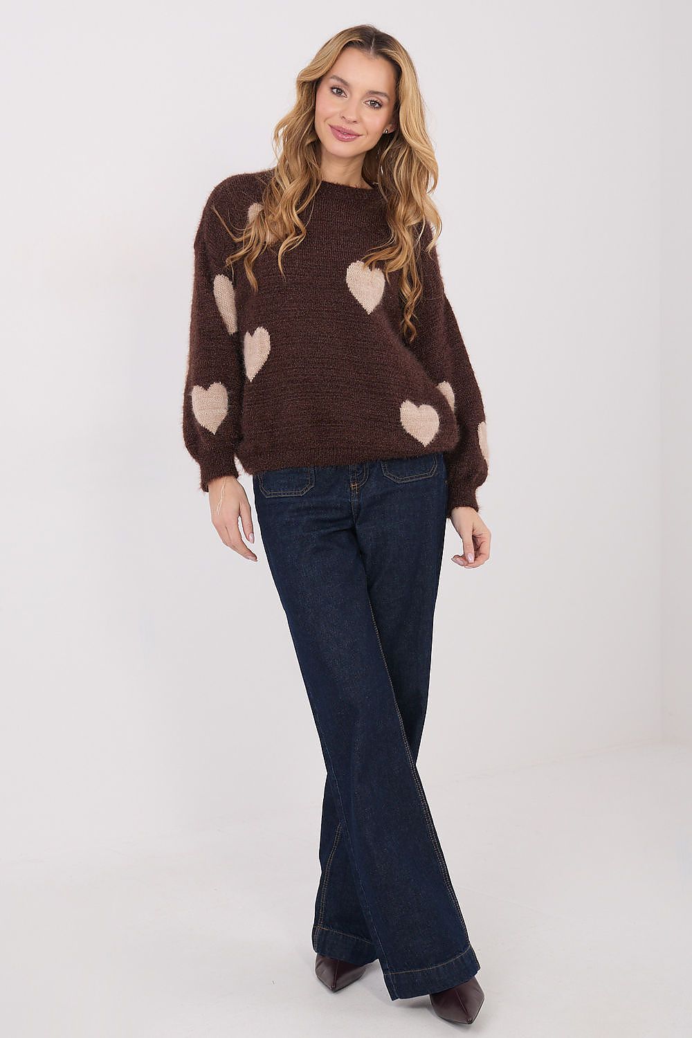 Damen Pullover Lässig Herzdruck Casual Komfort Alltag