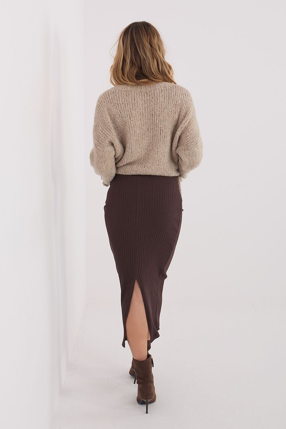 Strickrock Rue Paris Damen – Knienlang & Geripptes Material