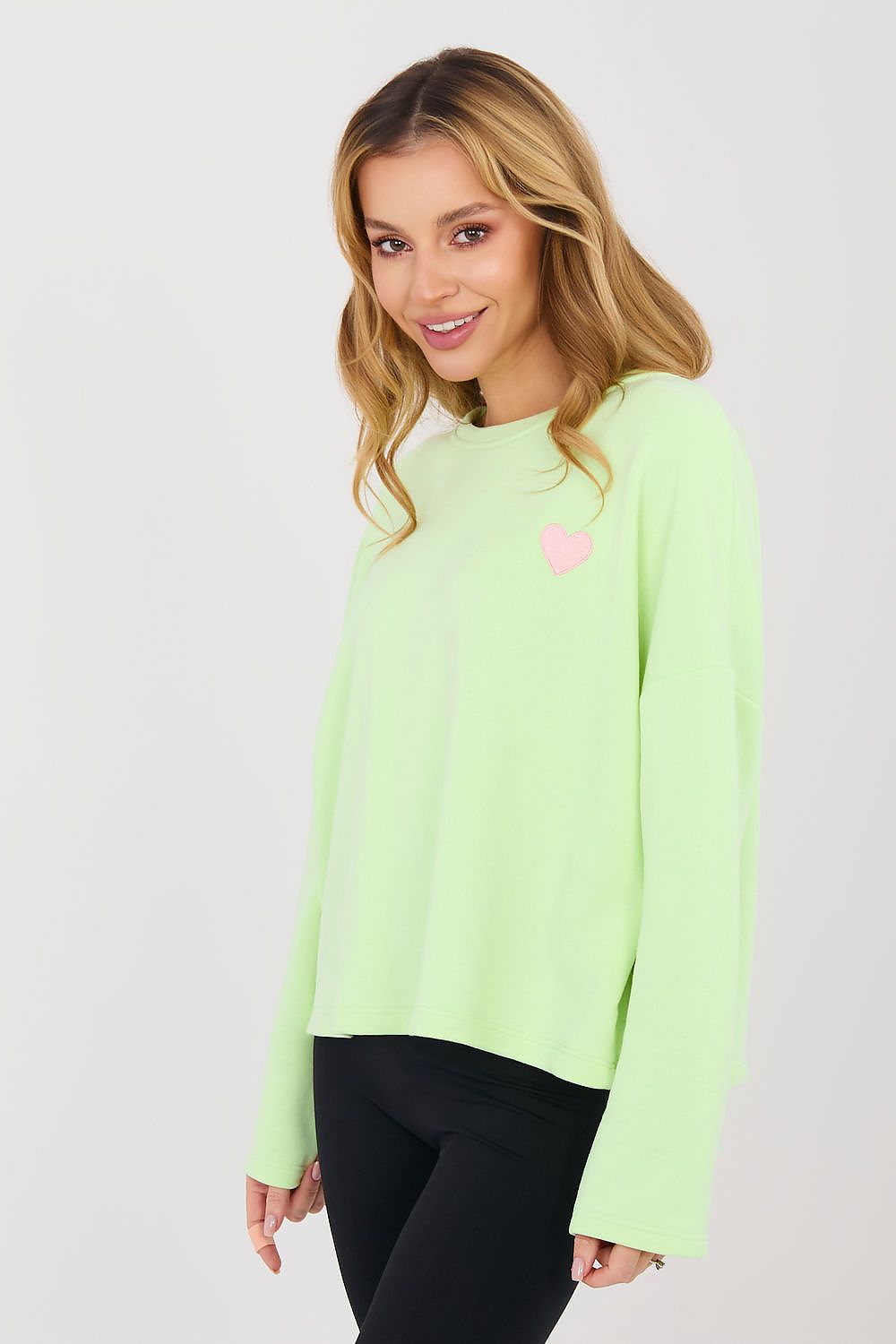 Pullover Damen Langarm Herz Stickerei - Casual Sweatshirt Baumwolle